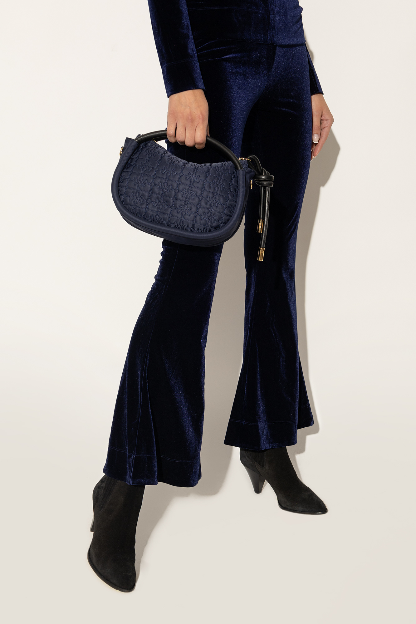 Navy blue 'Knot Mini' quilted shoulder bag Ganni - Vitkac GB